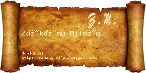 Zákány Milán névjegykártya