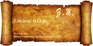 Zákány Milán névjegykártya